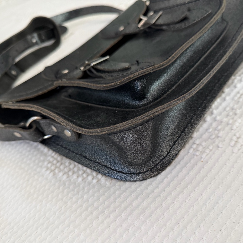 The Cambridge Satchel Company Graphite Black Metallic Glitter Messenger Bag - Picture 2 of 4